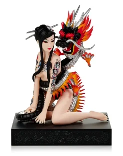 Dragon Girl Statue (Silver/Black)