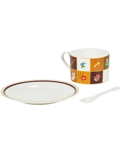 Happy Holidays Ceramic Cup and Saucer