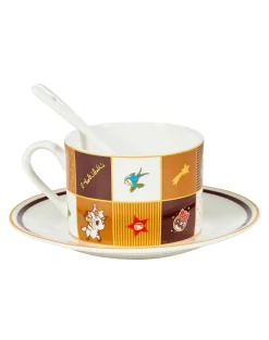 Happy Holidays Ceramic Cup and Saucer