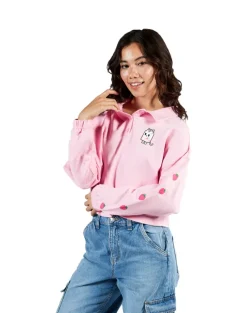 Strawberry Cat Cropped Polo Sweatshirt