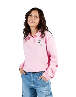 Strawberry Cat Cropped Polo Sweatshirt
